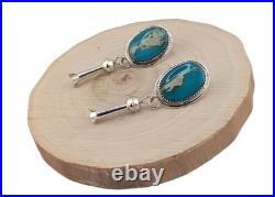 Navajo Jewelry Women's Earrings Sterling Silver Kingman Turquoise Signed