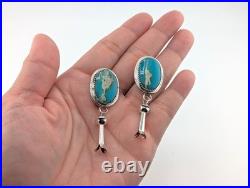 Navajo Jewelry Women's Earrings Sterling Silver Kingman Turquoise Signed