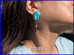 Navajo Jewelry Women's Earrings Sterling Silver Kingman Turquoise Signed