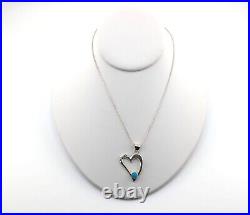 Navajo Jewelry Women's Necklace Heart Sterling Silver Turquoise Signed