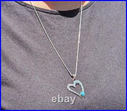 Navajo Jewelry Women's Necklace Heart Sterling Silver Turquoise Signed