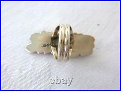 Navajo Jimmy Lee Turquoise Ring 925 Sterling Silver Feather Overlay Size 7.75