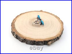 Navajo Kingman Turquoise Ring Sterling Silver Handmade Jewelry Sz 7.75US