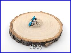 Navajo Kingman Turquoise Ring Sterling Silver Handmade Jewelry Sz 7.75US
