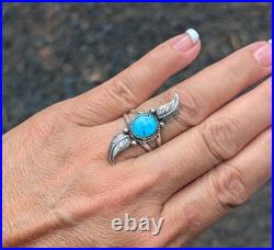 Navajo Kingman Turquoise Ring Sterling Silver Native American Jewelry Sz 8.25 US