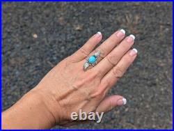 Navajo Kingman Turquoise Ring Sterling Silver Native American Jewelry Sz 8.25 US