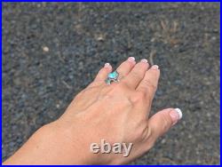 Navajo Kingman Turquoise Ring Sterling Silver Native American Jewelry Sz 8.25 US