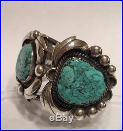 Navajo Kingman Turquoise Sterling Silver Bracelet Vintage 1950 1960 Handmade