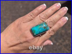 Navajo Kingman Turquoise Sterling Silver Ring Handmade Jewelry Size 8.75US Navajo Kingman Turquoise Sterling Silver Ring Handmade Jewelry Size 8.75US