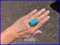 Navajo Kingman Turquoise Sterling Silver Ring Handmade Jewelry Size 8.75US Navajo Kingman Turquoise Sterling Silver Ring Handmade Jewelry Size 8.75US