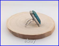 Navajo Kingman Turquoise Sterling Silver Ring Handmade Jewelry Size 8.75US Navajo Kingman Turquoise Sterling Silver Ring Handmade Jewelry Size 8.75US