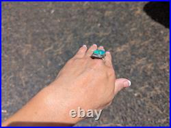 Navajo Kingman Turquoise Sterling Silver Ring Handmade Jewelry Size 8.75US Navajo Kingman Turquoise Sterling Silver Ring Handmade Jewelry Size 8.75US