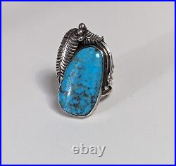 Navajo Marie Begay Big Sterling Silver Native American Turquoise Ring Size 7