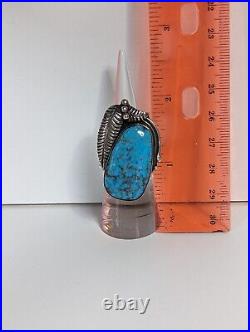 Navajo Marie Begay Big Sterling Silver Native American Turquoise Ring Size 7