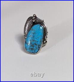 Navajo Marie Begay Big Sterling Silver Native American Turquoise Ring Size 7