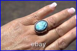 Navajo Mountain Turquoise Wide band ring NA Sterling Silver Jewelry Sz 7.5US Navajo Mountain Turquoise Wide band ring NA Sterling Silver Jewelry Sz 7.5US