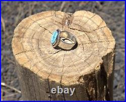 Navajo Mountain Turquoise Wide band ring NA Sterling Silver Jewelry Sz 7.5US Navajo Mountain Turquoise Wide band ring NA Sterling Silver Jewelry Sz 7.5US