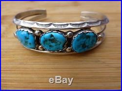 Navajo Native American Indian Bracelet Cuff Turquoise Sterling Silver Marked