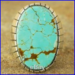 Navajo Native American Sterling Silver Oval Turquoise Ring Size 10 Ray Jack