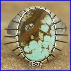 Navajo Native American Sterling Silver Rustic Turquoise Ring Size 13 Ray Jack