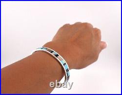 Navajo Native American Sterling Silver Turquoise Cuff Bracelet Jewelry sz 6.5