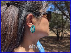 Navajo Needlepoint Cluster Stud Earrings Kingman Turquoise Handmade Jewelry