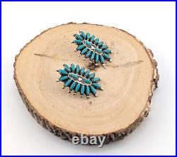 Navajo Needlepoint Cluster Stud Earrings Kingman Turquoise Handmade Jewelry