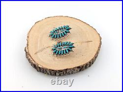 Navajo Needlepoint Cluster Stud Earrings Kingman Turquoise Handmade Jewelry