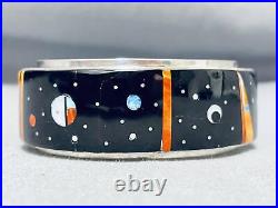 Navajo Nightsky Memory Turquoise Inlay Sterling Silver Bracelet Cuff