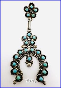 Navajo Old Pawn Snake Eye Turquoise Sterling Silver NAJA Dangle Single Earring