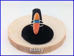 Navajo Red & Orange Spiny Oyster Ring Oval Accents Inlay Jewelry Navajo Red & Orange Spiny Oyster Ring Oval Accents Inlay Jewelry