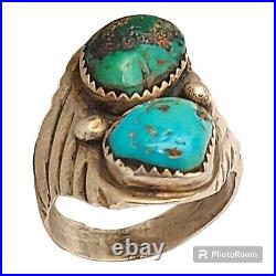 Navajo Rex Abeita Sterling Silver Kingman Turquoise Ring Sz12