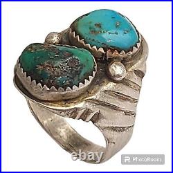 Navajo Rex Abeita Sterling Silver Kingman Turquoise Ring Sz12