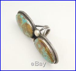 Navajo Rick Martinez Sterling Silver Large Royston Turquoise Stones Ring Size 8