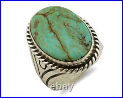 Navajo Ring. 925 Silver Bluegreen Turquoise Signed Calvin Peterson C. 80's