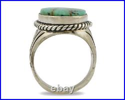 Navajo Ring. 925 Silver Bluegreen Turquoise Signed Calvin Peterson C. 80's