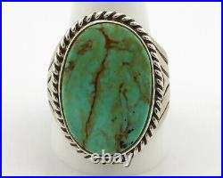 Navajo Ring. 925 Silver Bluegreen Turquoise Signed Calvin Peterson C. 80's