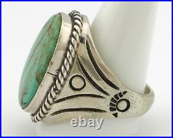Navajo Ring. 925 Silver Bluegreen Turquoise Signed Calvin Peterson C. 80's
