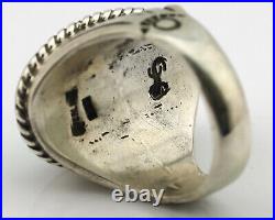 Navajo Ring. 925 Silver Bluegreen Turquoise Signed Calvin Peterson C. 80's