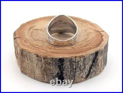 Navajo Ring Signed Native American Jewelry White Buffalo Turquoise size 8.25 US