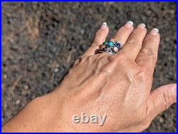 Navajo Ring Southwest Jewelry Turquoise Cluster Signed Native American size 8.25