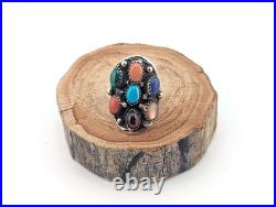 Navajo Ring Southwest Jewelry Turquoise Cluster Signed Native American size 8.25