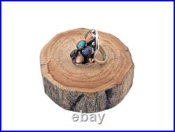 Navajo Ring Southwest Jewelry Turquoise Cluster Signed Native American size 8.25