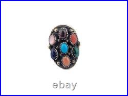 Navajo Ring Southwest Jewelry Turquoise Cluster Signed Native American size 8.25