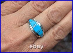 Navajo Ring Turquoise Genuine Native American Women's Jewelry Size 9 Silver Band Navajo Ring Turquoise Genuine Native American Women's Jewelry Size 9 Silver Band