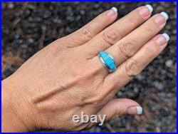 Navajo Ring Turquoise Genuine Native American Women's Jewelry Size 9 Silver Band Navajo Ring Turquoise Genuine Native American Women's Jewelry Size 9 Silver Band