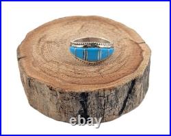 Navajo Ring Turquoise Genuine Native American Women's Jewelry Size 9 Silver Band Navajo Ring Turquoise Genuine Native American Women's Jewelry Size 9 Silver Band