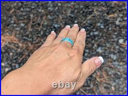Navajo Ring Turquoise Genuine Native American Women's Jewelry Size 9 Silver Band Navajo Ring Turquoise Genuine Native American Women's Jewelry Size 9 Silver Band
