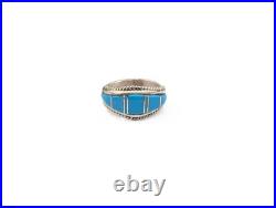 Navajo Ring Turquoise Genuine Native American Women's Jewelry Size 9 Silver Band Navajo Ring Turquoise Genuine Native American Women's Jewelry Size 9 Silver Band
