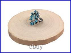 Navajo Ring Women Native American Signed Jewelry Compressed Turquoise Adjustable